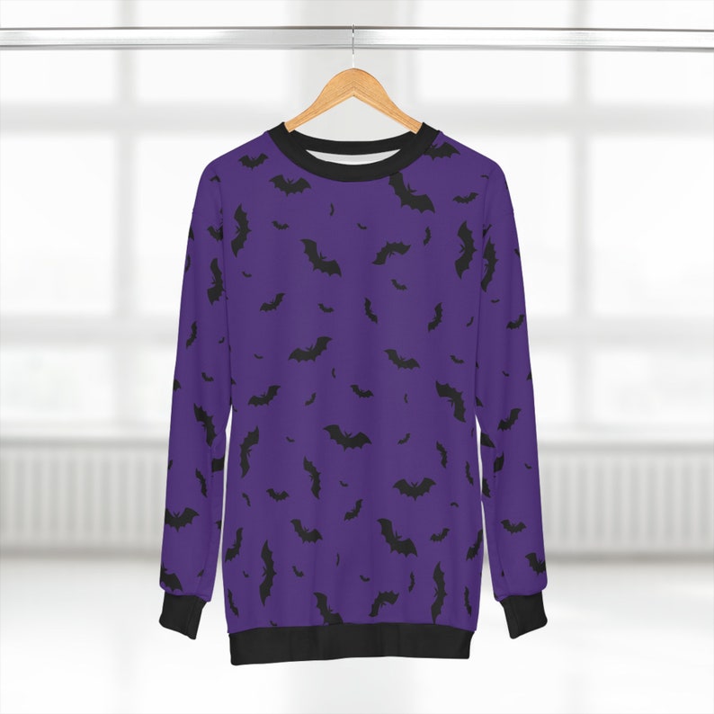 Bat Pattern Halloween Sweatshirt, Fall Clothing, Bat Lover Design, Unique Halloween image 3