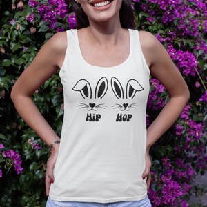 Débardeur de fitness lapin hip hop, Chemise de sport de Pâques, Débardeur pour le printemps, Haut lapin mignon, Style hip hop, Mode printanière