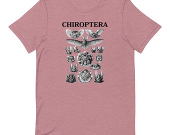 Chiroptera Bats Print Unisex T-shirt, Vintage Art Design, Halloween Unique Bat Shirt, Ernst Haeckel's Bats