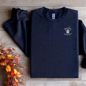 Spooky Season Ghost Embroidered Women&#39;s Sweatshirt, Cute Ghost Sweatshirt, Unique Halloween Sweatshirt, Halloween Ghost Crewneck