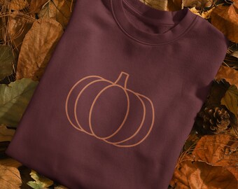 Embroidered Pumpkin Unisex Sweatshirt, Fall Sweatshirt, Spooky Season, Pumpkin Sweatshirt
