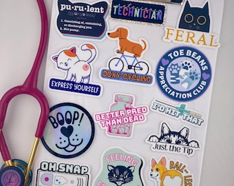 Veterinary Stickers | Funny Sticker Gifts | Animal Stickers | Vet Tech Appreciation | Custom Stickers | Vet Clinic Gifts | Stocking Stuffers