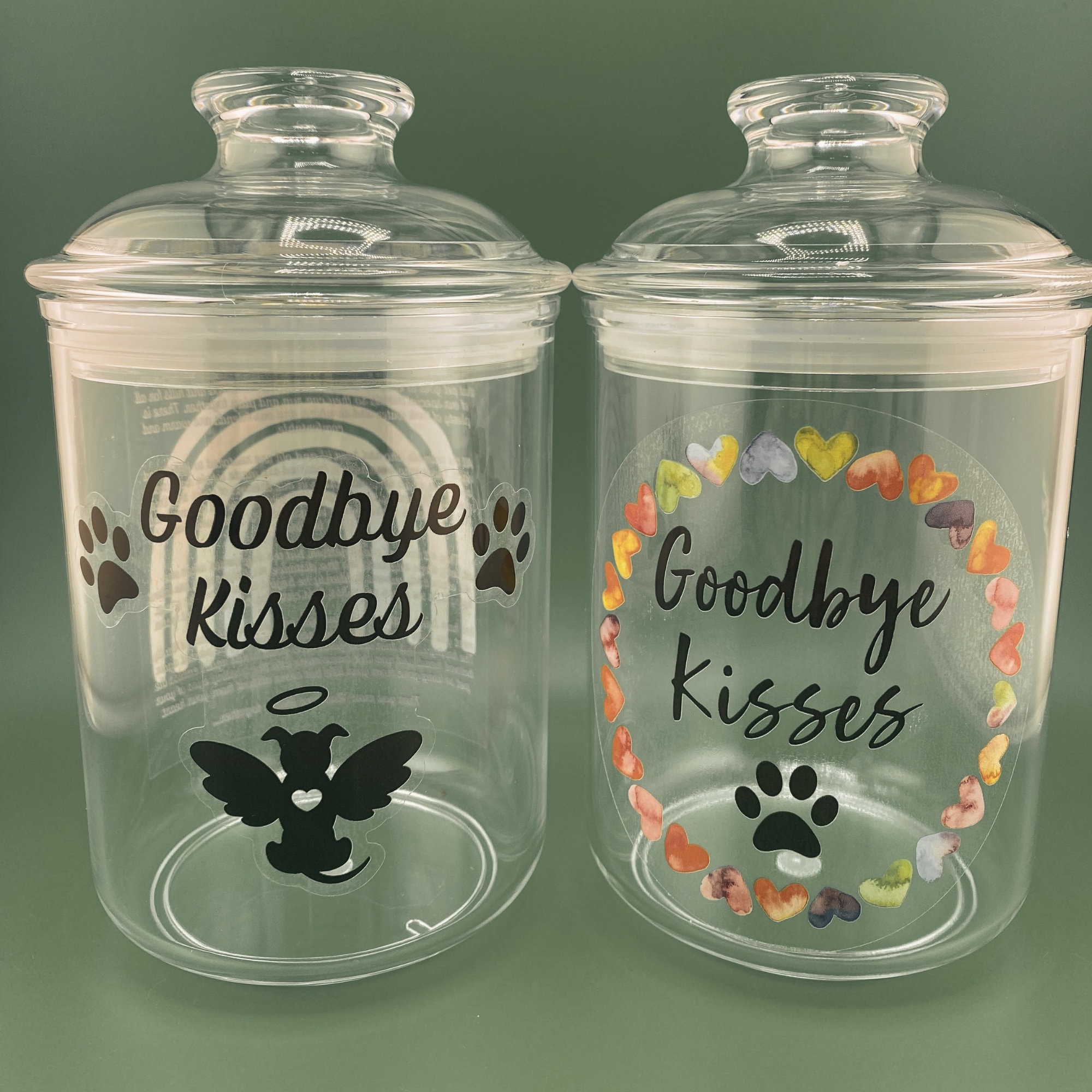 Goodbye Kisses Acrylic Treat Jar, 24 oz Jar, Vet Clinic Jar, Pet Loss Gift, Veterinarian Jar, Dog Treat Jar, Euthanasia Support