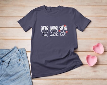 Eat Wheek, Love Guinea Pig Trio Unisex T-Shirt, Guinea Pig Lover, Animal Valentine Shirt