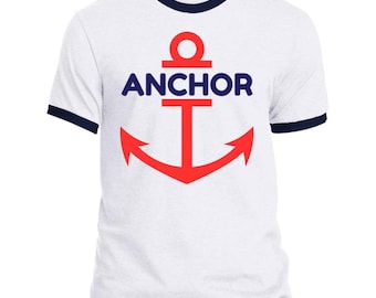 Anchor Ringer T-Shirt from One Piece - Unique Anime Tee for Fans, Monkey D. Luffy Cosplay, One Piece Halloween Shirt, Anime Gift