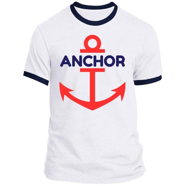 Anchor Ringer T-Shirt von One Piece - Einzigartiges Anime Tee für Fans, Monkey D. Ruffy Cosplay, Geschenk für ihn, Geschenk für sie, Anime Geschenk