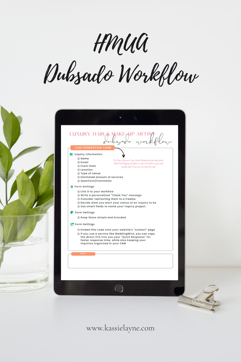 Dubsado Workflow Template for Hair and Makeup Artists Instant