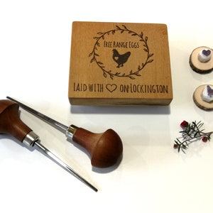 Custom hand carved rubber stamp