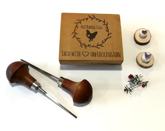 Custom hand carved rubber stamp