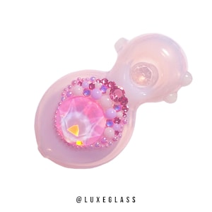 Pink Glass Pipe with AB Rhinestones, Swarovski Crystal, and iridescent pearls