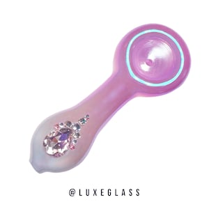 Purple Iridescent Glass Pipe with Authentic Swarovski Crystal