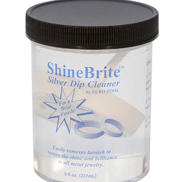 ShineBrite Silver Dip Cleaner - 8 Oz Jewelry Silver Metal Polishing Ternish Oxydation Removal Cleaning Finishing Solution - CLN-856.08
