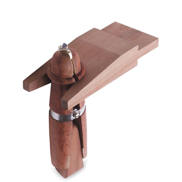 Wooden Mahogany Ring Clamp with Bench Pin Jewelry Making Repair Tool - RCL-653.02