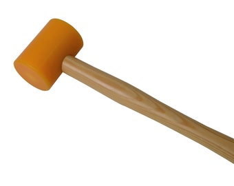 2-1/2" Nylon Yellow Hammer w/ Round Wooden Handle Non-Marring Metal Forming Shaping Jewelry Making Mallet - HAM-0068