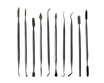 Set di intaglio in cera in acciaio inossidabile da 10 pezzi con custodia in metallo prezioso cera in argilla ceramica carver detailer strumento per la creazione di gioielli - WAX-0005