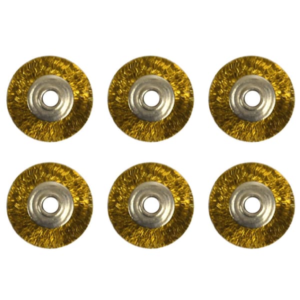 12 Pack of 3/4" Unmounted Crimped Wire Brass Brushes 3/32" Hole Jewelry Cleaning Metal Finishing Polishing Rotary Tool - BRUS-0022