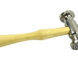 10&quot; 9 oz Texturing Hammer w/ Dimples & Narrow Stripes Metal Patterns for Jewelry Making 48 Rockwell Hardness Mallet - HAM-0037