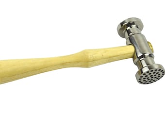 10" 9 oz Texturing Hammer w/ Dimples & Narrow Stripes Metal Patterns for Jewelry Making 48 Rockwell Hardness Mallet - HAM-0037