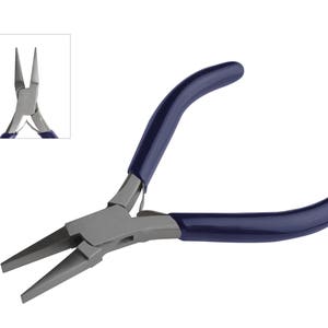 Blue Slim 4-1/2&quot; Flat Nose Pliers Jewelry Making Wire Pliers - PLR-0102