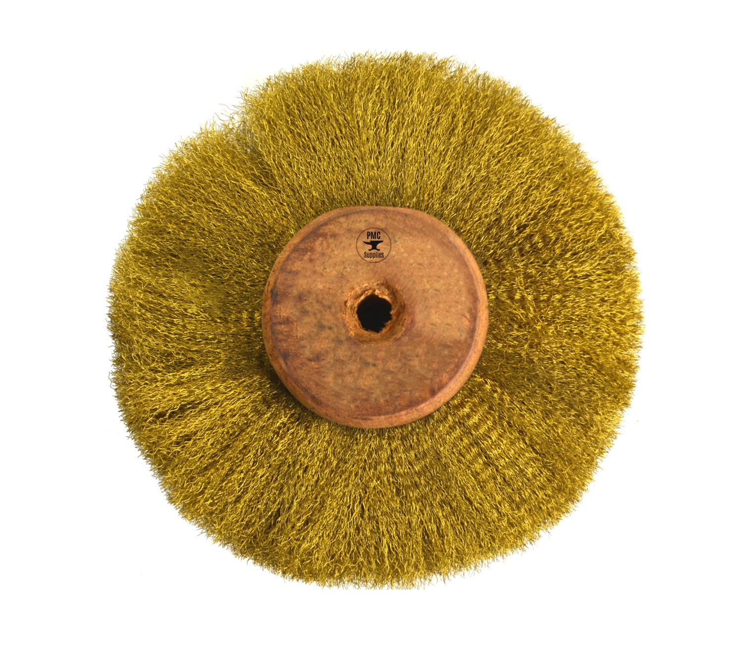 Circular Brass Brush Tool w/ 5" Crimped Wires Metal Jewelry Cleaning Polishing - BRUS-0006