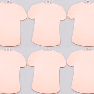 6/ Pk de 24 Jauge Grand T-Shirt en Cuivre Blanks avec Bagues 32.5 MM x 27 MM Bijoux en Métal Fabrication Pendentifs Charmes - MET-550.68
