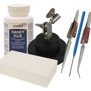 Kit de elementos básicos de soldadura: base de tercera mano, pasta fundente, pinzas, bloque de magnesia y pico de soldadura de titanio KIT-0293