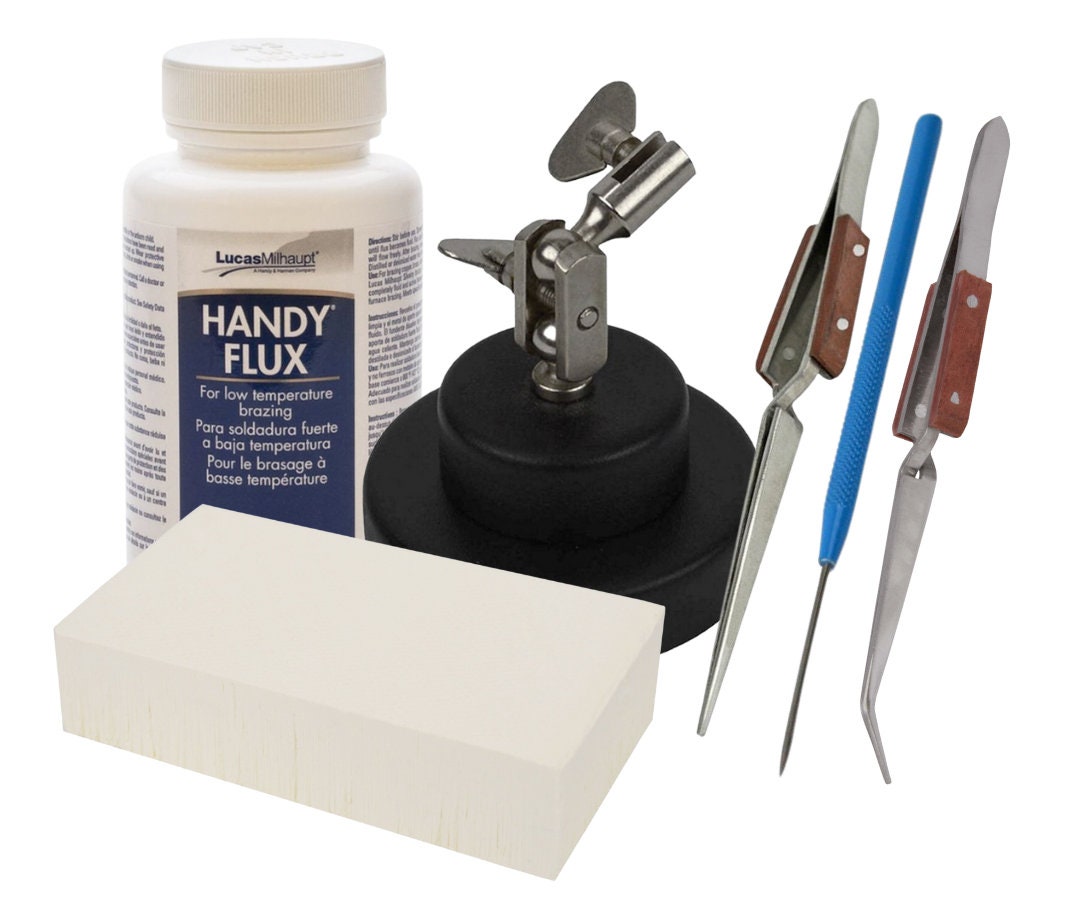 Jewelry Soldering Kit Tools Materials Set Magnesia Block Tweezers 3rd Hand