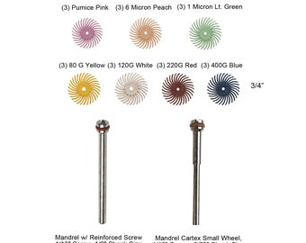 3/4" 3M Micron Radial Disc Polishing Kit w/ 3/32" + 1/8" Mandrel Set Jewelry Polishing Tool - KIT-0066