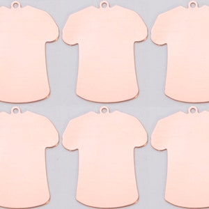 6 petits ébauches de t-shirt en cuivre calibre 24 avec anneaux 23,5 mm x 18,5 mm Pendentifs breloques pour fabrication de bijoux en métal - MET-560,70
