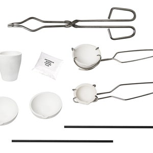 Melting Kit with Tongs Flux Stir Rods and Ceramic Crucibles Metal Casting Set