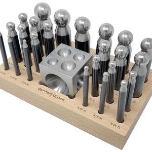 26-Piece Steel Dapping Doming Punch Block Set - 2.3 MM to 25 MM