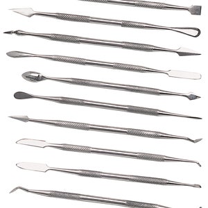 May include: Set of 12 stainless steel sculpting tools with various tip shapes. The tools are designed for crafting and modelling with clay, polymer clay, wax, and other materials.