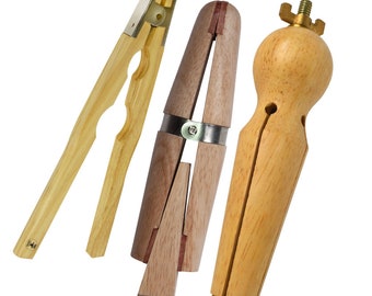 Wooden Ring Clamp Kit: 6" Hardwood Ring Clamp, Ring Holding Vise Clamp Pliers, and 5-1/4" Four Spline Clamp KIT-0296