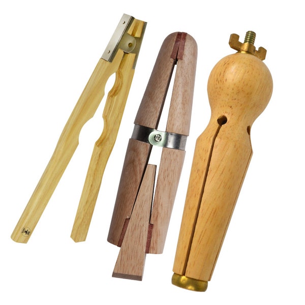 Wooden Ring Clamp Kit: 6" Hardwood Ring Clamp, Ring Holding Vise Clamp Pliers, and 5-1/4" Four Spline Clamp KIT-0296