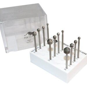 12-Piece Panther Stone Setting Bur Set Sizes 3.00 to 8.00 MM Jewelry Making Rotary Tools - 77.1498