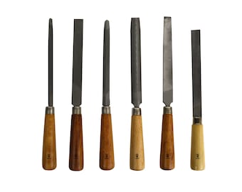 Set of 6 Files with Wooden Handle Wax Plastic Wood Carving Filing Jewelry Tool - FILE-0003