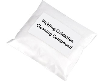Peut inclure: Un sachet refermable blanc contenant une poudre blanche avec une étiquette indiquant "Pickling Oxidation Cleaning Compound".