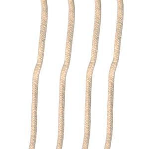 May include: Four beige cotton lamp wicks, each about 6 inches long.