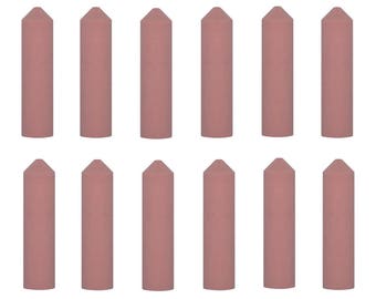 12 Pack 1" x 1/4" Extra Fine Grit Pink Bullet Unmounted Silicon Polishers Jewelry Gold Metal Making Polishing Cleaning Tool - POL-330.40