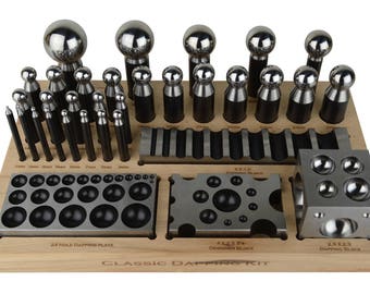 ダッピングセット - ジュエリー製作用パンチ24個とブロック - 25-617