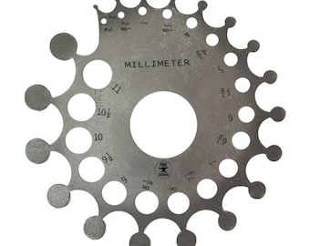 Aluminum Stone Mounting Gauge w/ Millimeter and Carat Measurements Jewelry Measuring Tool - MEAS-0042