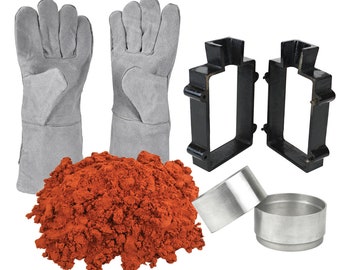 Sand Casting Set 10 Lbs Petrobond Quick Cast Sand Clay Safety Gloves Aluminum Round Molds Cast Iron Flask Frame Melt Pour Metals - KIT-0143