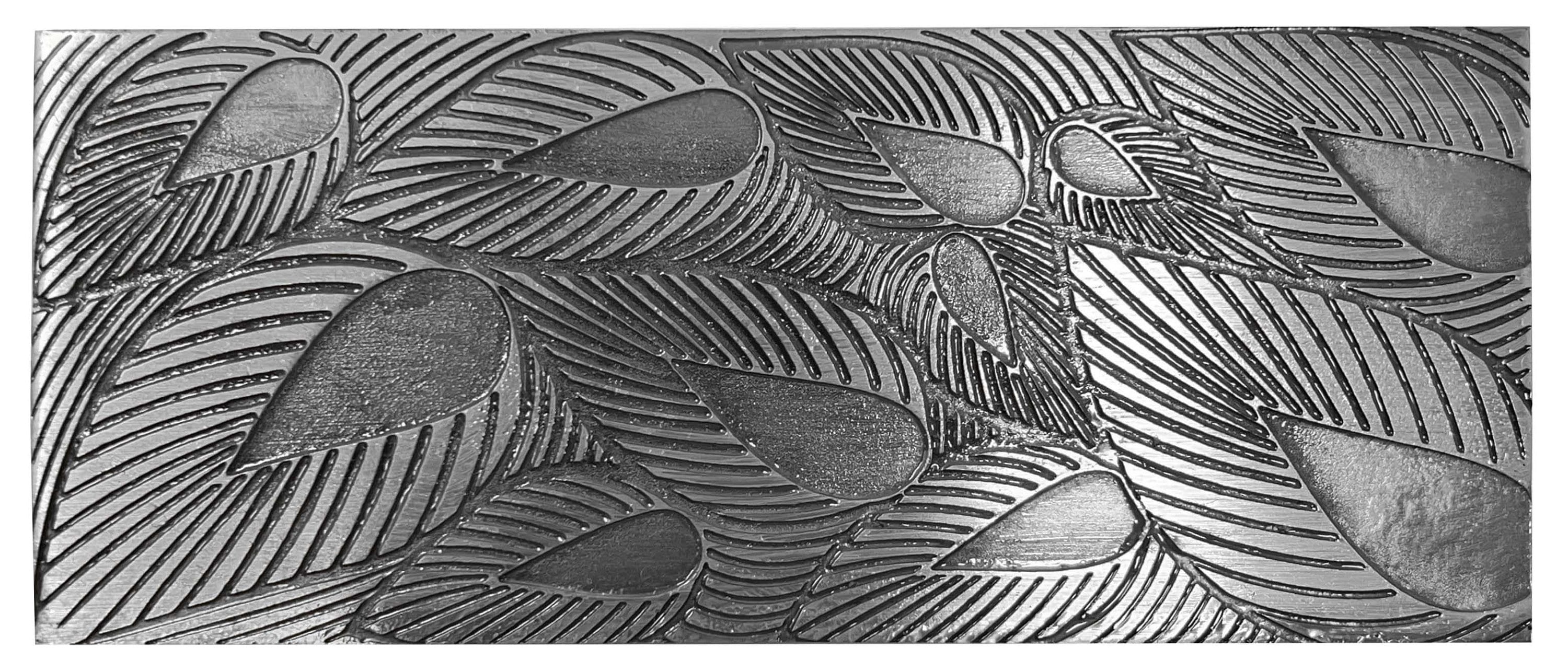 Texture Plate #37 For Jewelry Making - Leaf Pattern Embossing Tool For Press Or Rolling Mill