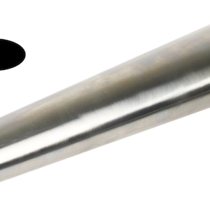 May include: A silver metal tapered mandrel for jewelry making. The mandrel is approximately 10 inches long and has a smooth, polished finish. The mandrel is labeled "PMC" on the end.