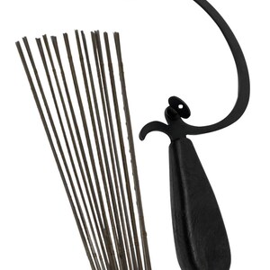 May include: A black metal saw frame with a black plastic handle and a set of 12 saw blades.