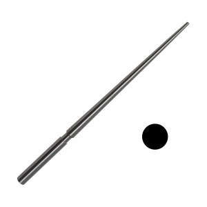 May include: A silver metal mandrel tool for jewelry making. The tool is a long, thin rod with a pointed tip and a thicker, cylindrical handle. The mandrel is used to shape and size metal wire.