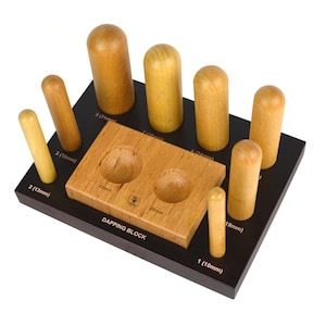 8 Piece Wooden Dapping Doming Punch Block Set 10 mm to 31 mm Non-Marring Metal Forming Jewelry Tool Kit - FORM-0095