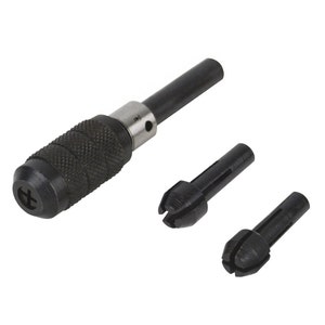 May include: A set of three black woodturning tools. The tools include a spindle gouge, a skew chisel, and a parting tool. The tools are used for shaping and finishing wood.
