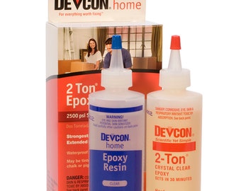 Dos botellas de Devcon 2-Ton Epoxy Jewelry Making Resin Hardener for Metals Wood Glass Ceramics Bonding Adhesive Glue - GLU-735.90