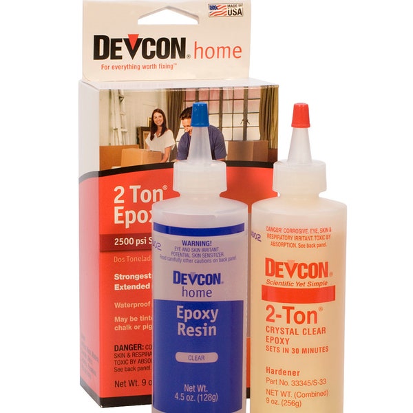 Two Bottles of Devcon 2-Ton Epoxy Jewelry Making Resin Hardener for Metals Wood Glass Ceramics Bonding Adhesive Glue - GLU-735.90